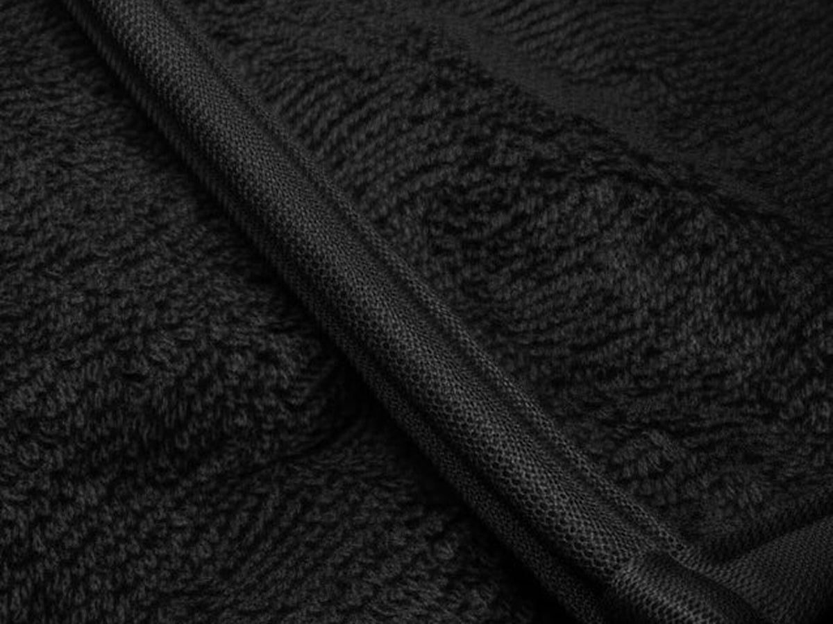 Gros plan de la microfibre et de la lisière cousue de la serviette